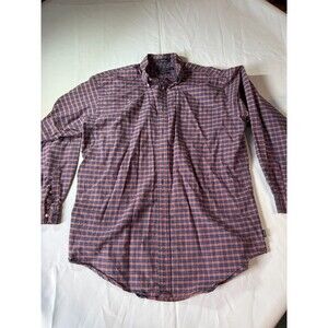 Daniel Cremieux Button Down Shirt Mens Large Red Plaid Classic Fit Long Sleeve